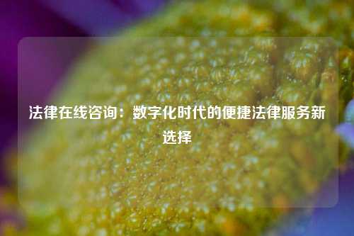 法律在线咨询:数字化时代的便捷法律服务新选择