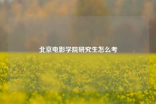 北京电影学院研究生怎么考